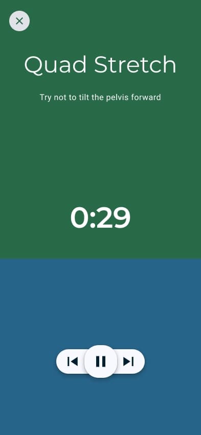 FitTick app timer screen showing a Calve Stretch exercise
